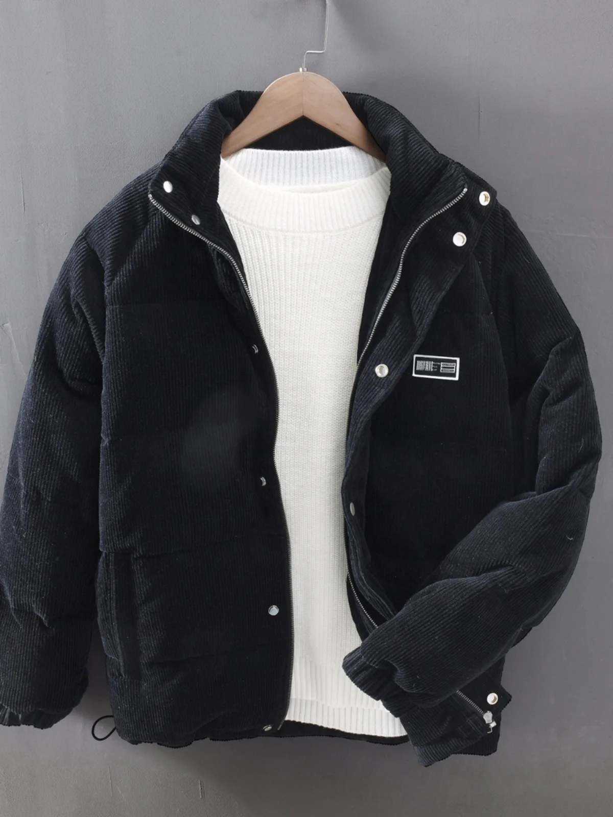 

Corduroy Thickened Men's Jacket Stand Collar Loose Fit Warm Cotton Coat Casual Style Youth Fashion Winter Outerwear Coat