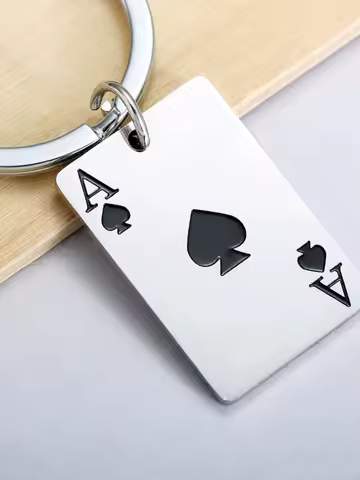 Buyee 925 Silver Poker Pendant Keychain Vintage Style Accessory Jewelry Key Ring Circle Gift for Women Men