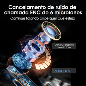 QCY HT05 ANC Fire Hearing Phone 40 dB Bluetooth -Geräuschabsparung 5.2 Headset 6 Mikrofonende HD -Aufruf TWS Headphones Modus des Transparenzmodus 8 Hauptverkäufe Ladegerät QCY - №8