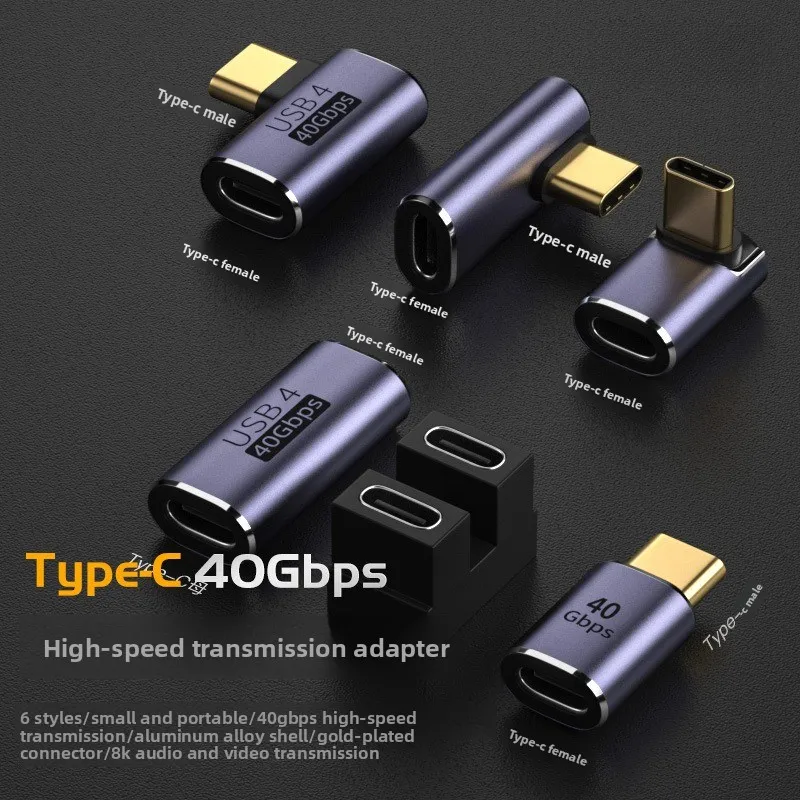 Type-C 4.0 Adapter, Compatible with MacBook Laptops and 40GB Mobile Phones, Elbow Design, PD 100W