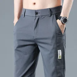 Men's Clothing Elastic Pants Spring Summer New Slim Straight Business Soft Trousers Classic Fashion Cozy Black Gray Camel Pant