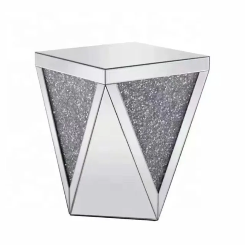 Modern light luxury silver bedside table wooden bedside table