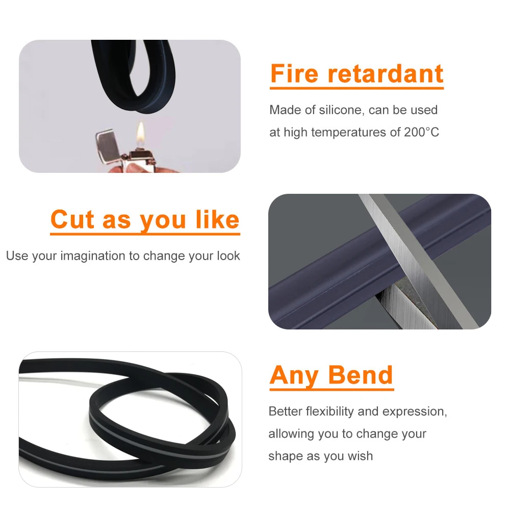 1M-5M WS2812B WS2811 SK6812 Silica Gel Tube Black Led Neon Soft Rope Tube IP67 Waterproof For 5050 RGB Flexible Strip Light