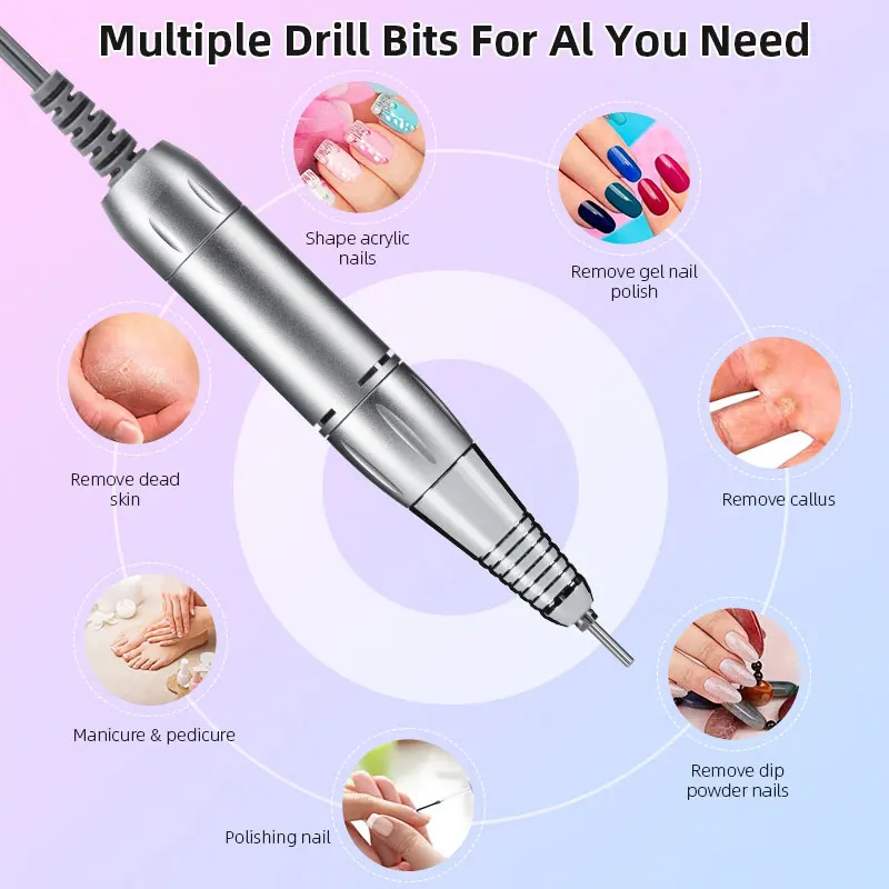 35000RPM Nail Drill Machine Rechargeable Manicure Machine For Acrylic Nail Gel Polish Electric File Drill Manicure Accessories