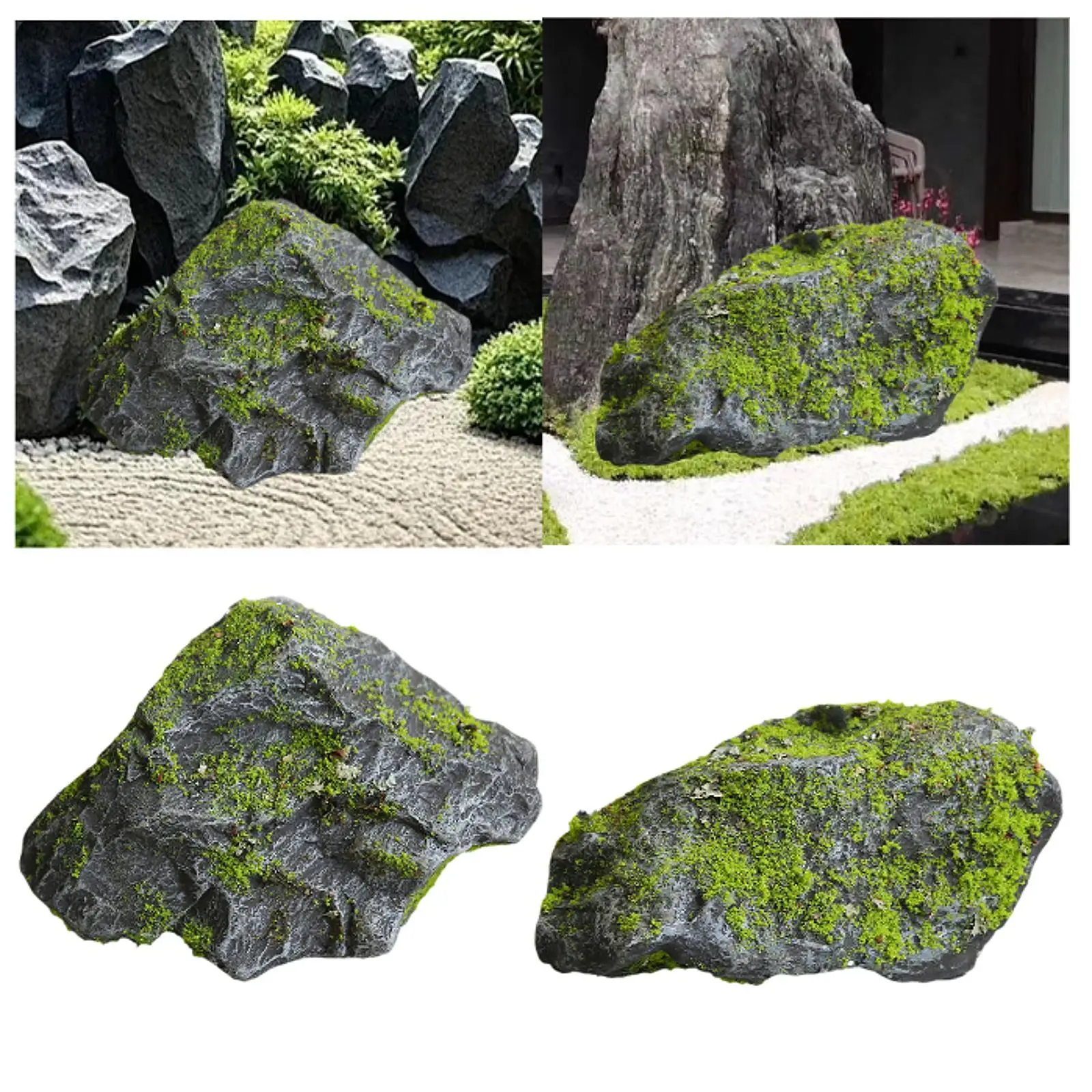 

Artificial Rocks Decorative Faux Green Covered Stones Foam for Garden Floral Arrangements Indoor DIY Crafting Decor