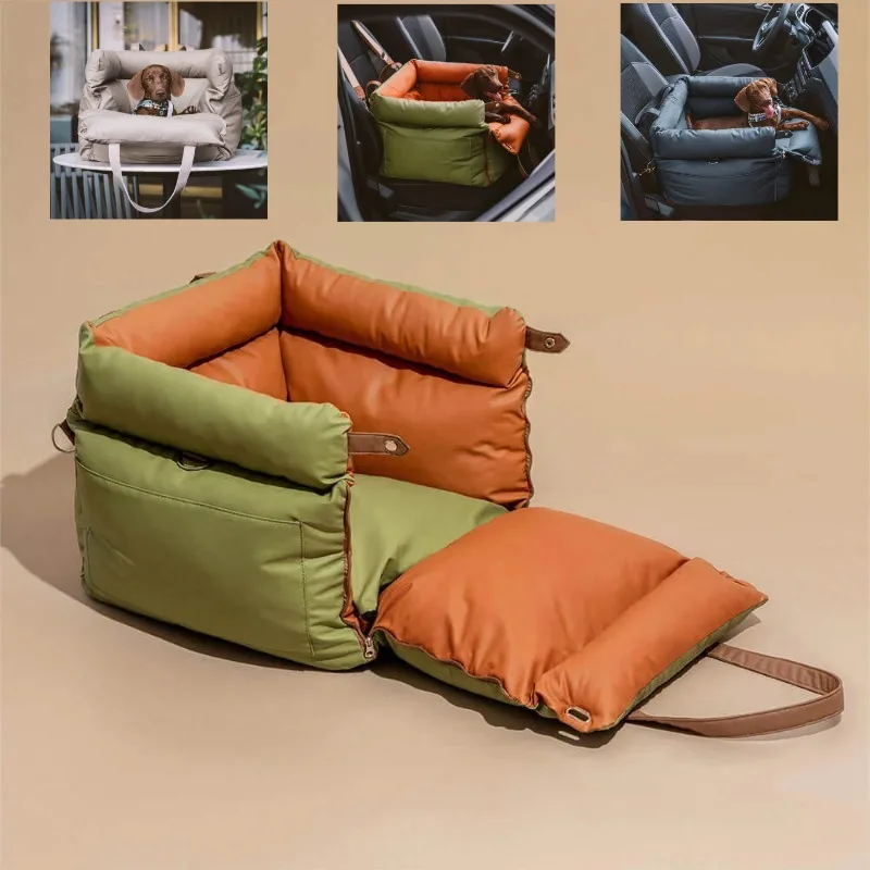 

SHISHI New Dog Cat Travel Seat Pet Outing Lathe Luxury Faux Leather Dog Car Seat/Cat Car Bed/Booster Bed Pet Booster Car Seat