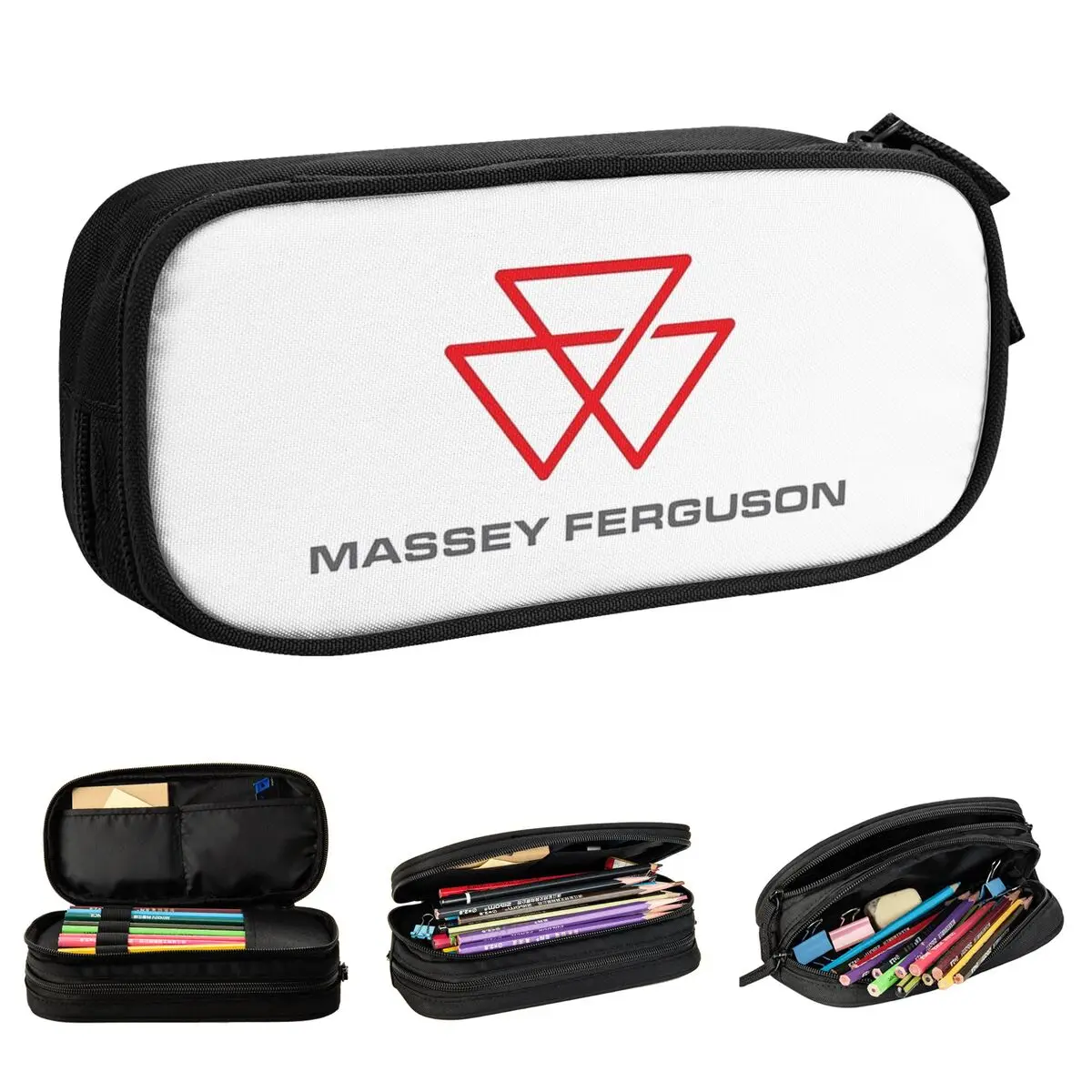 Massey Ferguson Logo Pencil Cases Pen Box Bag Kids Big Capacity School Supplies Zipper Pencilcases