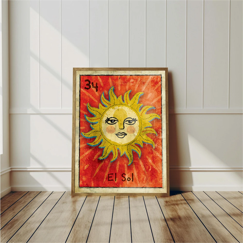 Mexico Culture Loteria Card Poster Vintage Folk Art Prints Canvas Painting Wall Art Pictures Home Room Classic Mexico Decoration