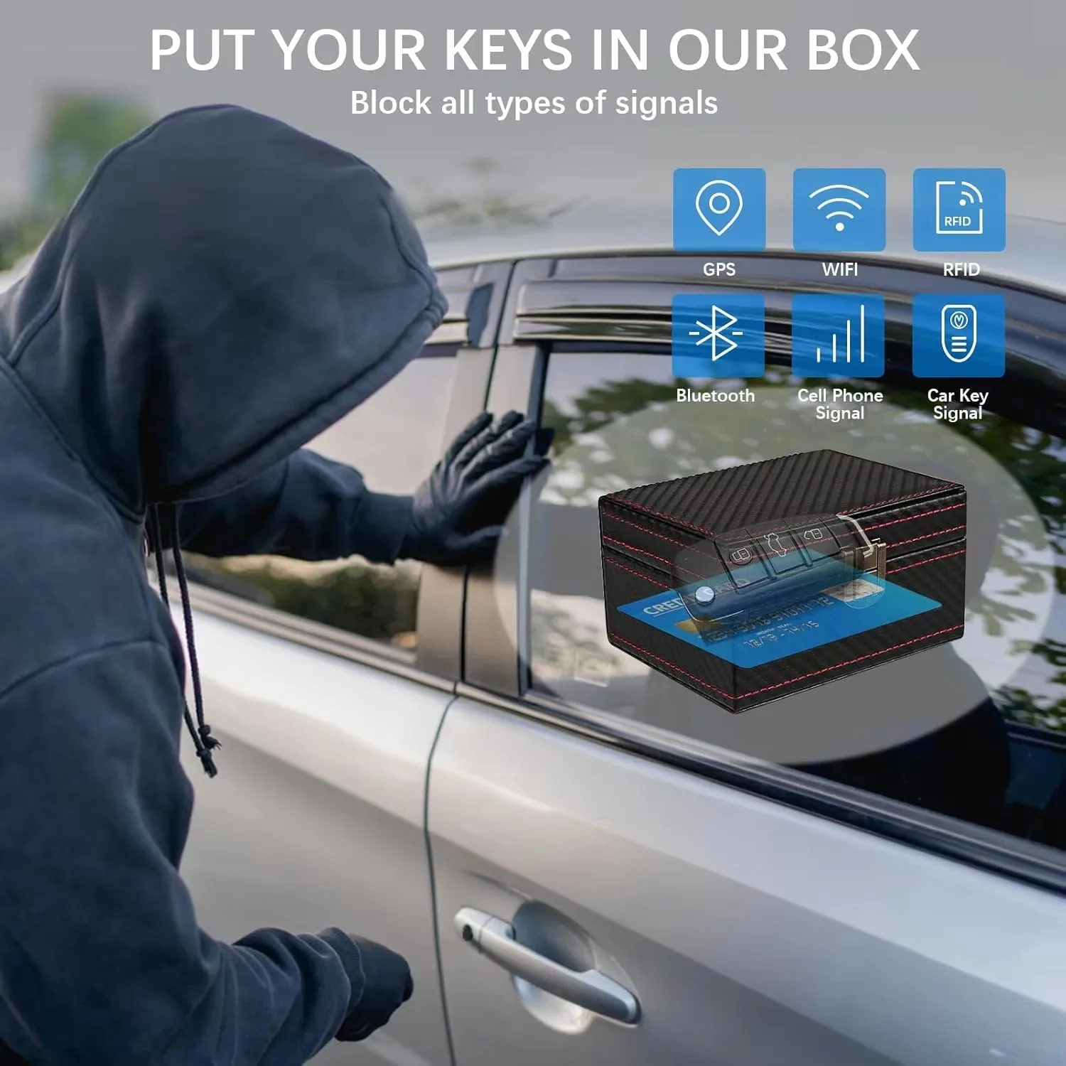 Faraday-Tasche/Box für Autoschlüssel, Signalblocker, Schlüsselanhänger-Schutz, Diebstahlschutz, RFID-Schutztasche für schlüssellosen Zugang, Fahrzeugsicherheit – Detail 2