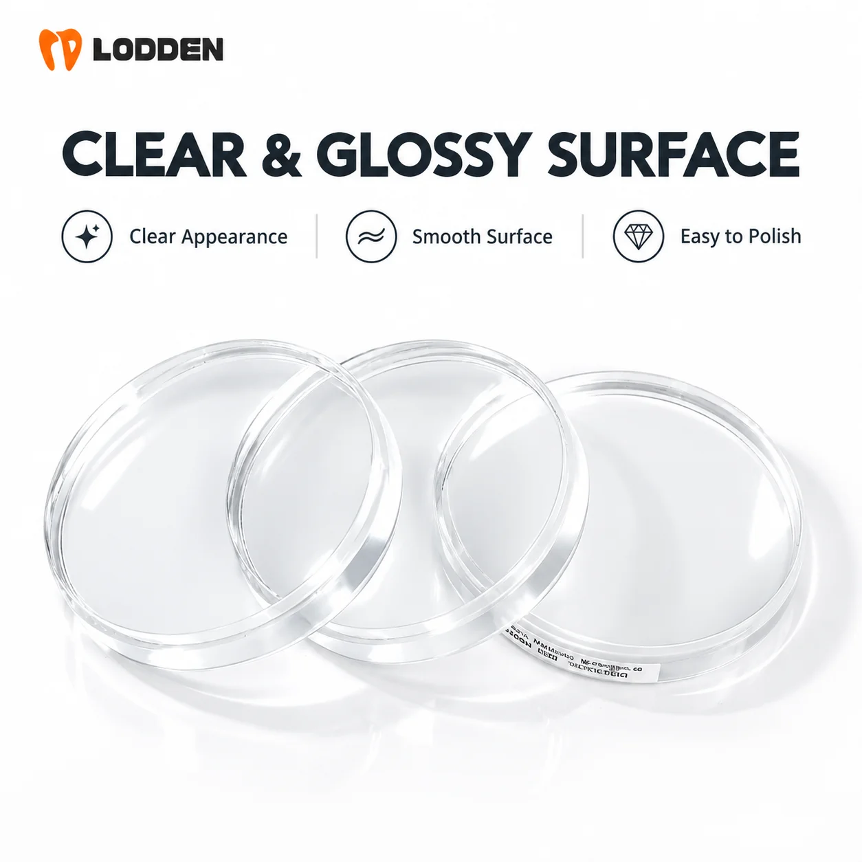 Lodden Monolayer Dental PMMA Disc Clear Glossy CAD/CAM Milling Disc 10-30mm for 98mm Open System Dental Lab Material