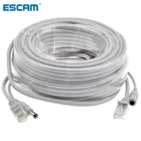 ESCAM 5M/10M/15M/20M/30M Optional Gray CAT5/CAT-5e Ethernet Cable RJ45 + DC Power CCTV Network Lan Cable For System IP Cameras