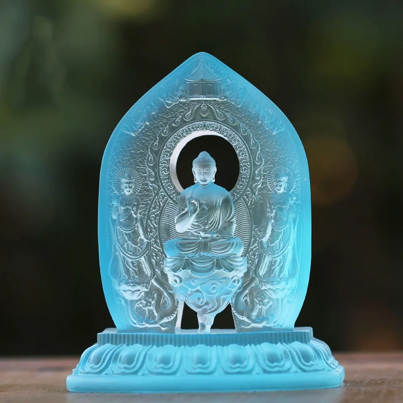 

Liuli The Three Saints of the East Buddha Statue Ornament Buddha Hall Temple enshrines Buddha statues