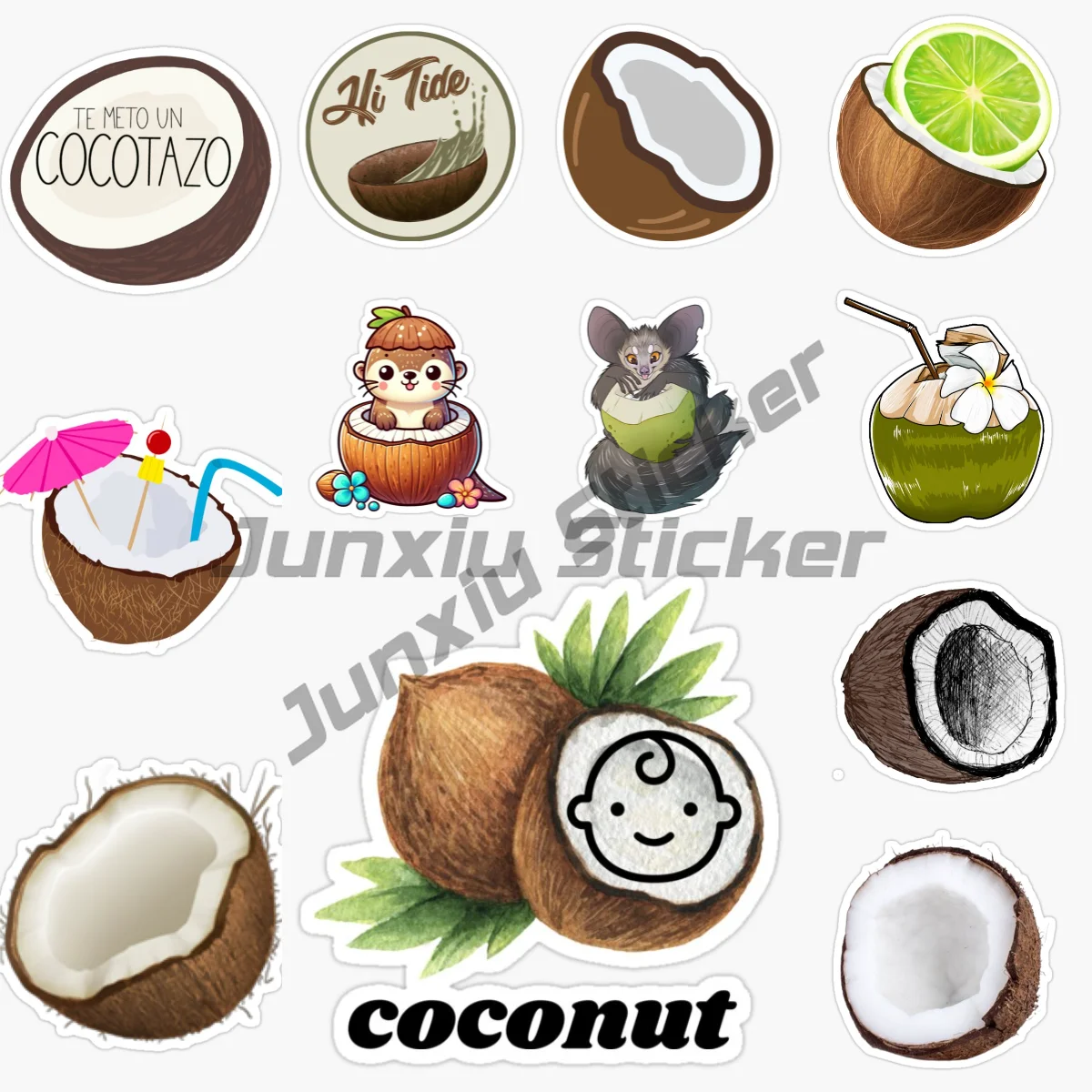

Coconut Coconut Shell TE METO UN COCOTAZO Car Sticker Refrigerator Fine Motorcycle Surfboard Laptop Vinyl Self-adhesive Decal