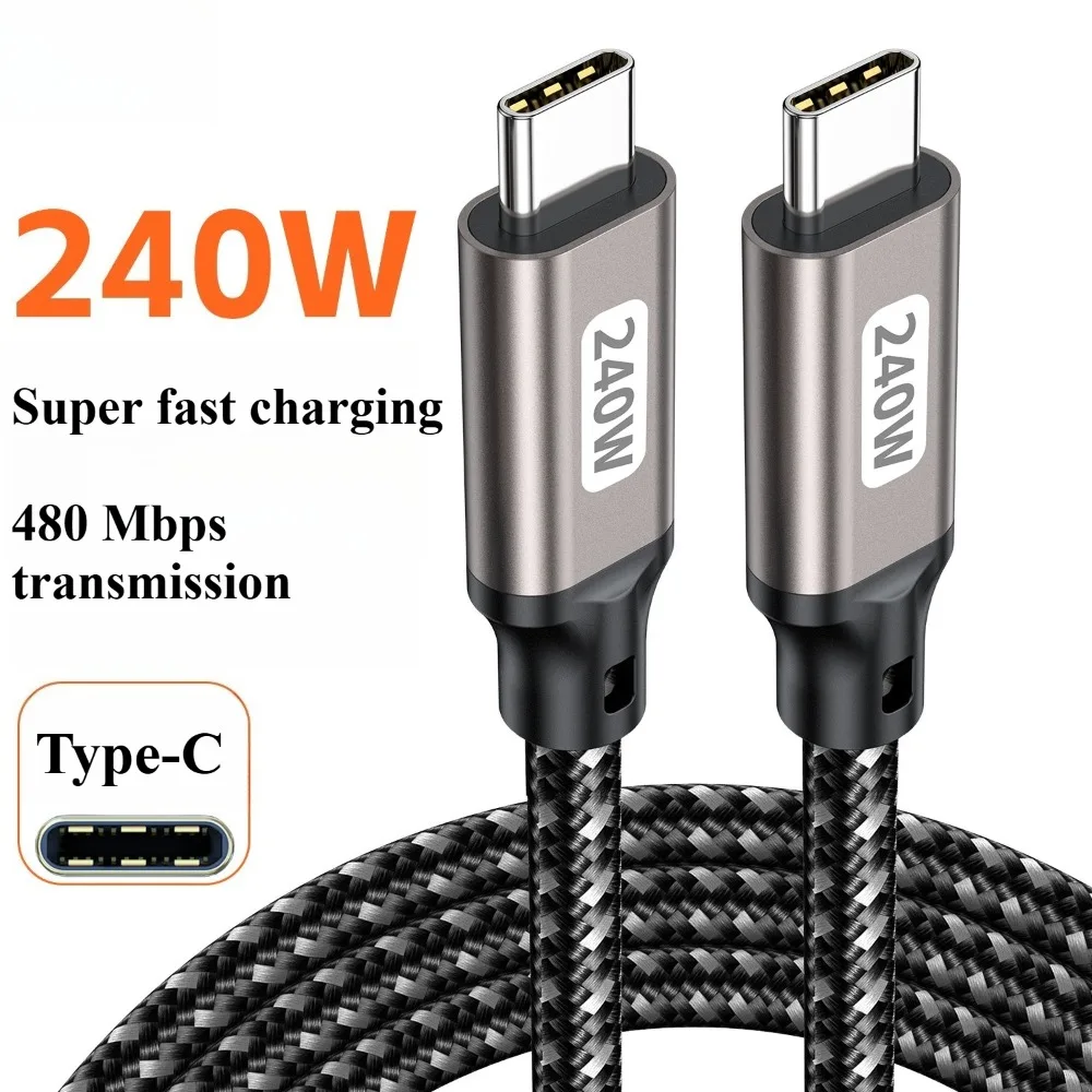 PD 240W C To C Fast Charging Cable - Type-C Dual Head Compatible with Chip - Suitable for Apple, Samsung, Xiaomi Data Cables