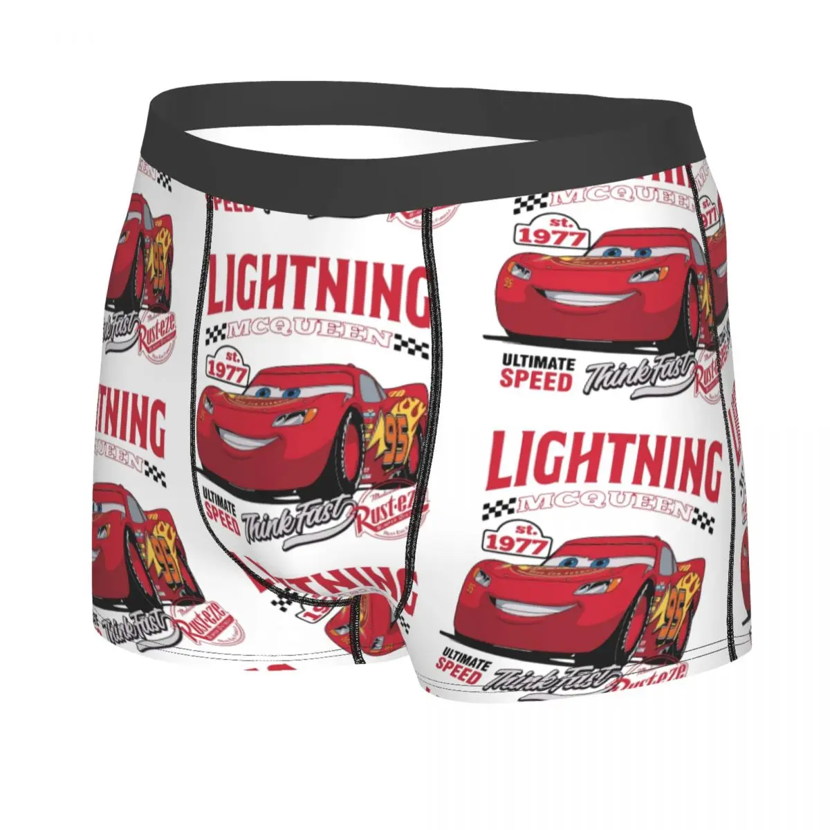 Retro Lightning McQueen Cars Man Long Underwear Boxer Shorts Panties Hot Breathable Underpants for Male Plus Size