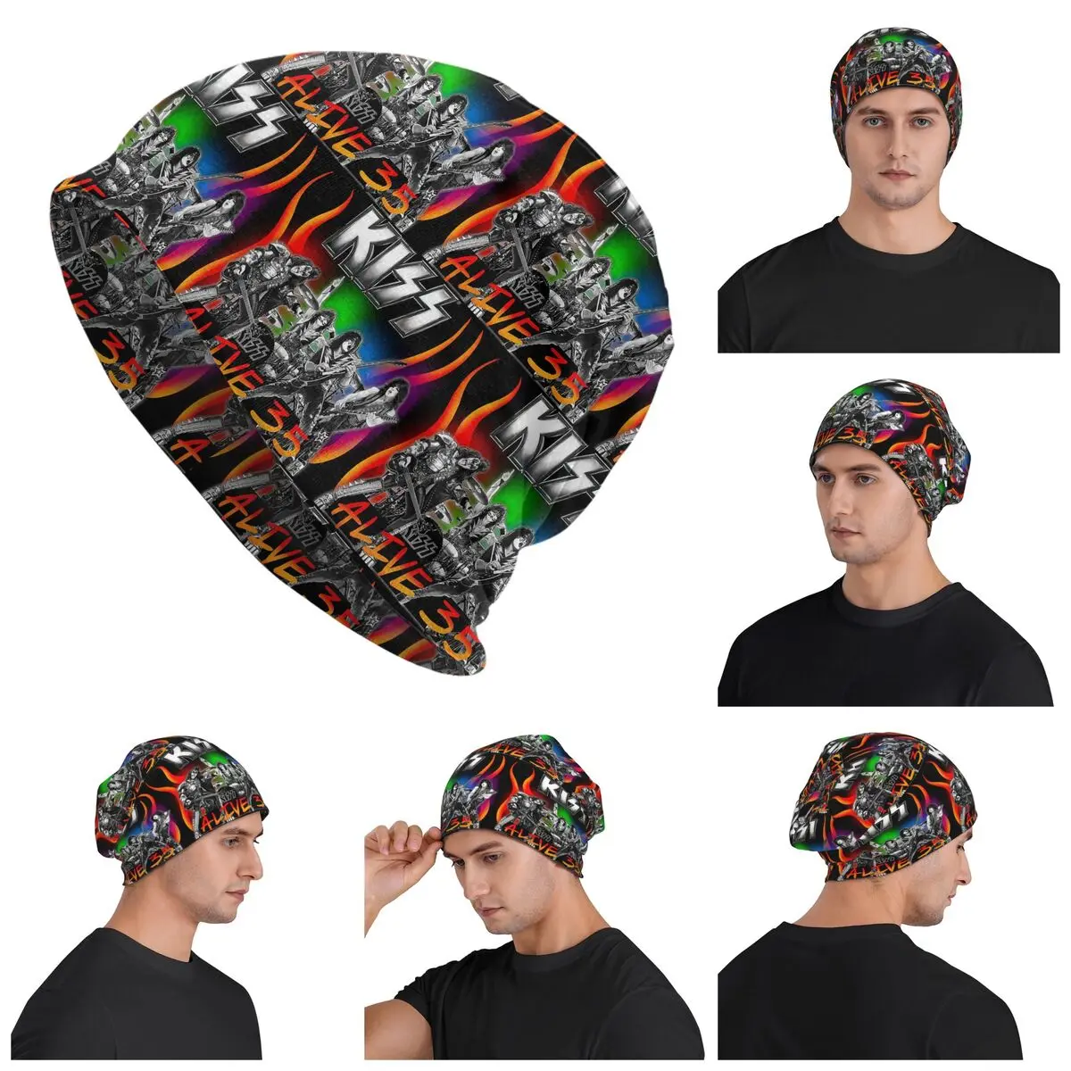 Heavy Metal Rock Music Band Kiss Skullies Beanies Hats Warm Autumn Winter Outdoor Cap Knitted Bonnet Caps for Unisex Adult