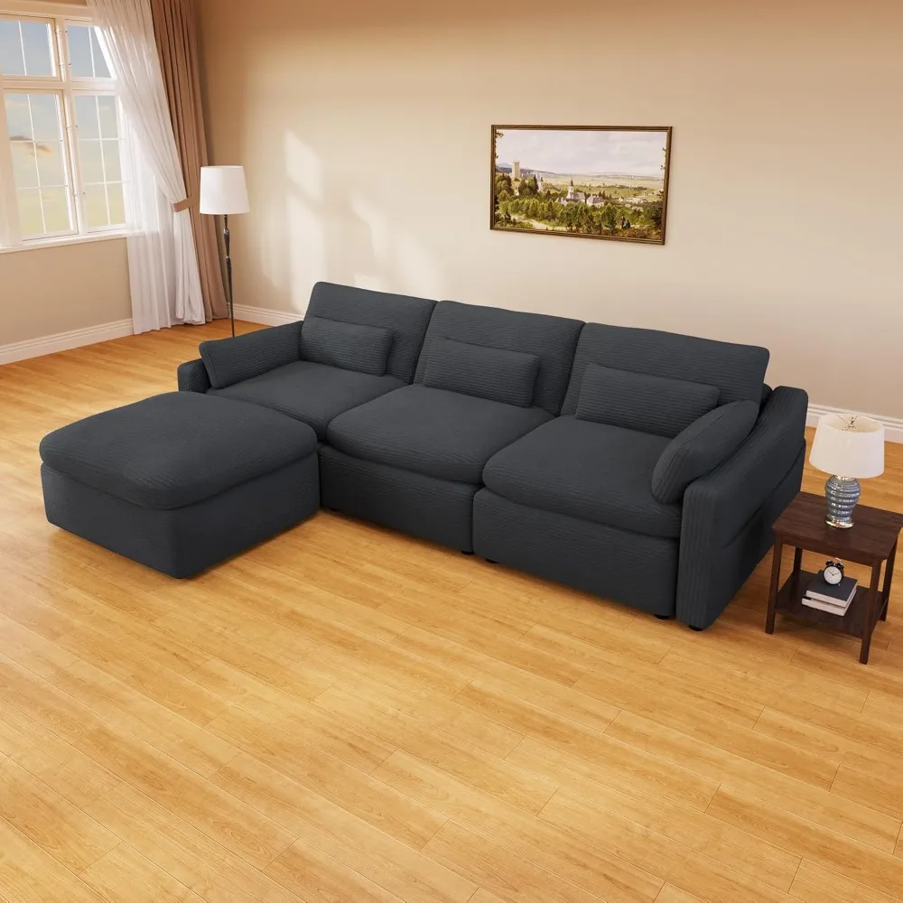 

Cloud Modular Sectional Sofa, 95" Oversized Sectional Couches for Living Room, Convertible Deep Seat Sofa Set, Corduroy L Shaped