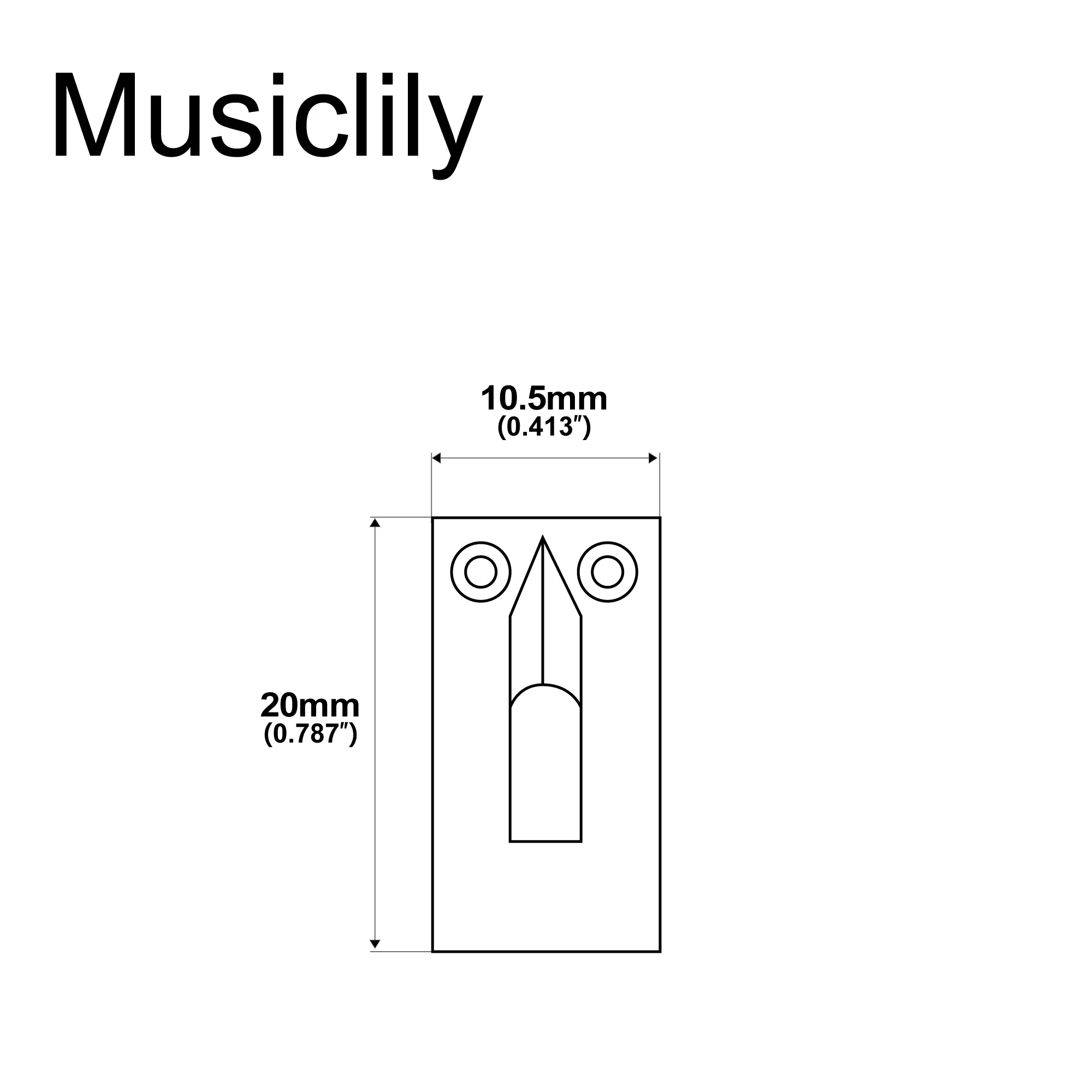 Musiclily Pro 10,5 mm moderne stijl zinklegering brugzadels voor ST Tele elektrische gitaar, zwart (set van 6)