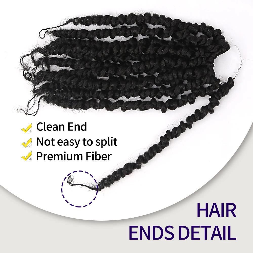 Passion Twist Hair for Women Synthetic Black Bomb Pre Twisted Crochet Braids Hair Pre Looped Bohemian Braiding Hair Extensions