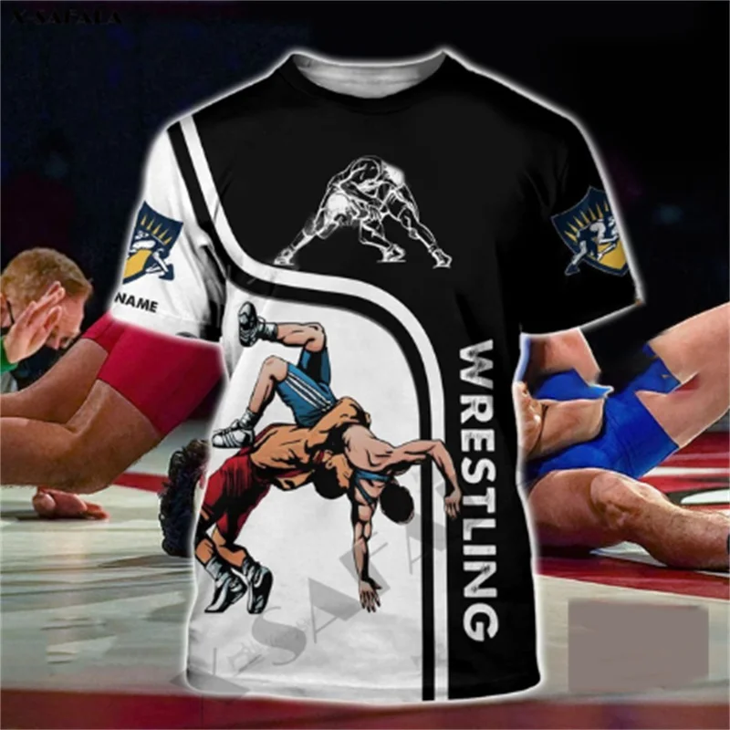 2024 Men's 3D Printed Crew Neck Short Sleeve T-Shirt Humorous Casual Fashion Print Taekwondo Wrestling Loose And Comfortable