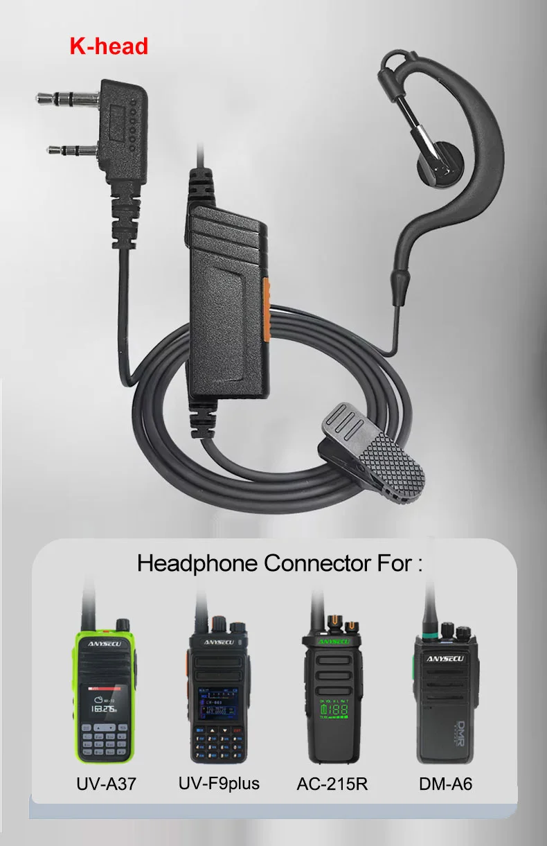 2PCS Walkie Talkie Headset Kopfhörer Kopfhörer Für Kenwood Baofeng UV-5R UV82 UV-17 UV 32 Tytera TC-UV8000 ANYSECU DM-A6 AC-215R – Detail 17