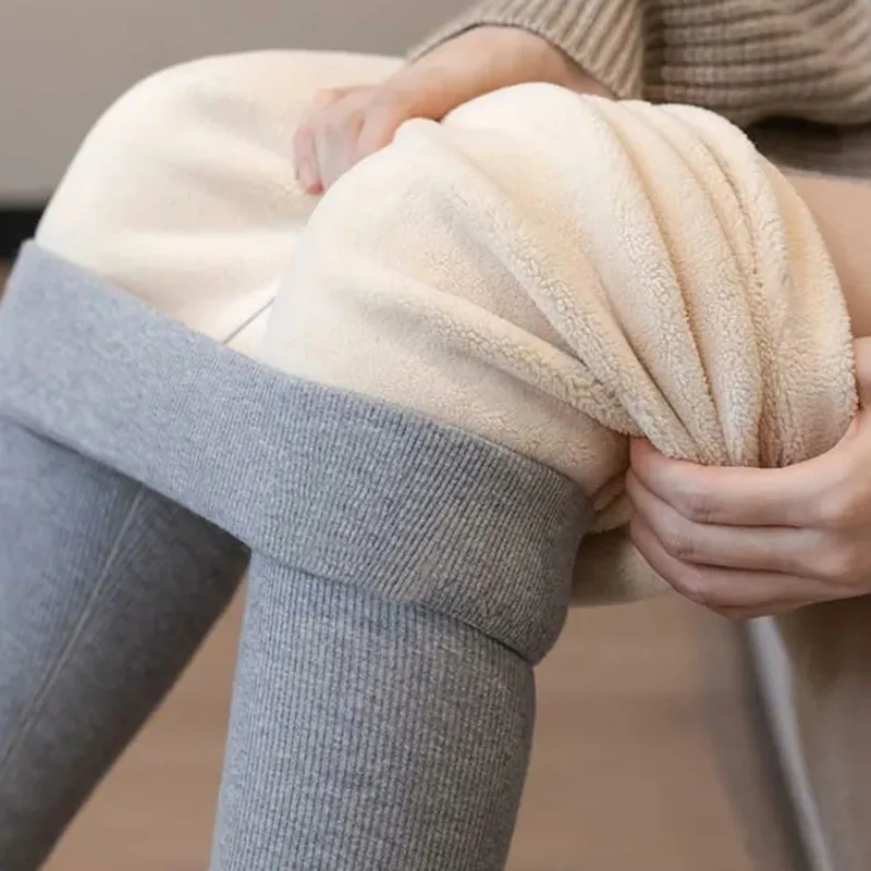 

Xpqbb Winter Leggings Women Solid Color Thickened Fleece Tights Warm Leggings Woman Stretch High Waist Lamb Velvet Yoga Pants