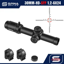 SPINA OPTICS LPVO HD 1.2-6x24 Second focal plane Scope Mid Dot Dual Purpose Scope Red Dot Sight Quick focus Etched Glass Reticle