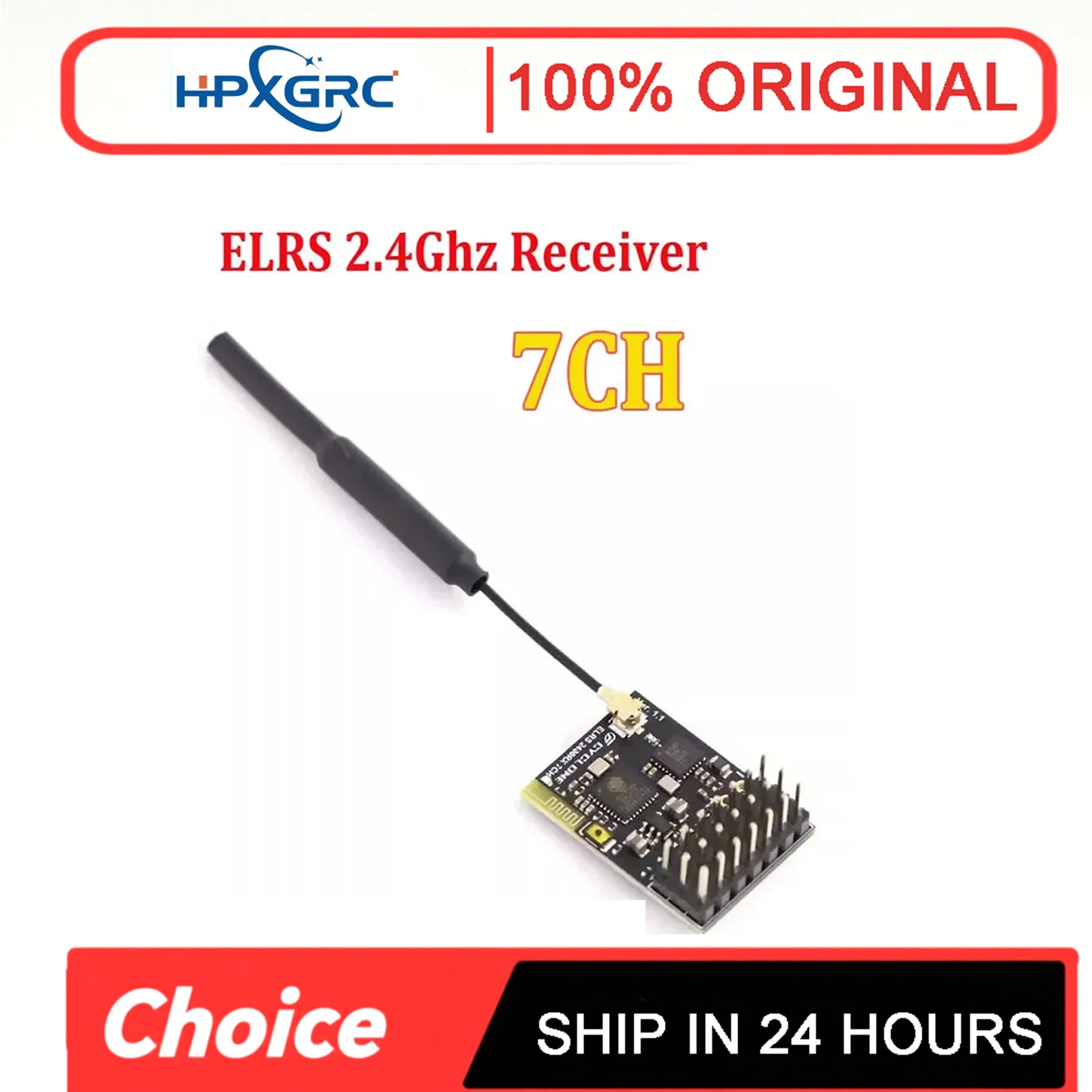 HPXGRC ELRS 2.4Ghz PWM 7CH CRSF Receiver Support ELRS 3.2 PWM/CRSF Protocol Copper Pipe Antenna For RC FPV Drone Airplane