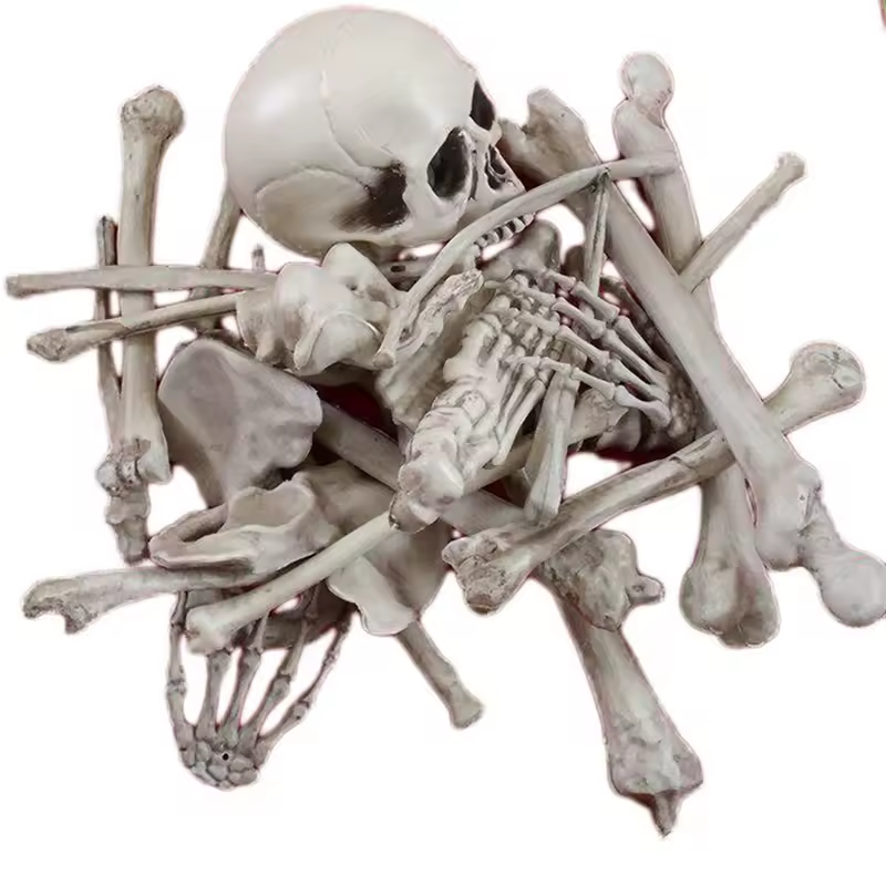 Conjunto de esqueleto de tamaño real para Halloween, decoraciones al aire libre para patio, cabeza de Calavera, brazos de Calavera, 28 piezas