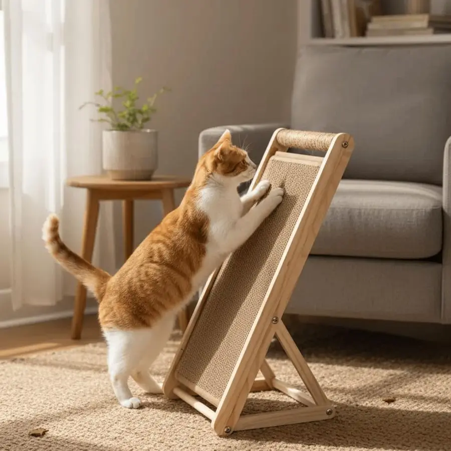 

Scratching Pad with 100 Sisal, Stable Triangle Design, 2Step NoTool Assembly, 22 Wooden Ramp to Protect Furniture amp Sofa, Natu