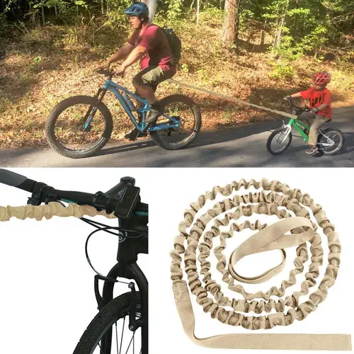 Imagen 2 del producto Cuerda de remolque de bicicleta para niños y adultos, correa elástica portátil para ciclismo al aire libre, MTB