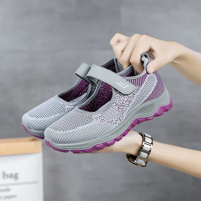 

Spring Mesh Shoes for Women's Outdoor Breathable Flat Bottomed Lightweight Hiking Comfort Casual Tennis Vulcanized Shoes Mujer