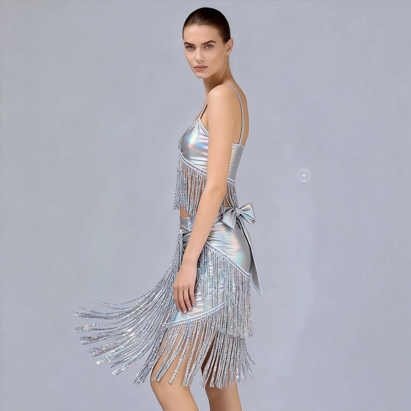 New Latin Dance Waist Chain Shake Towel Dance Sequined Fringed Hip Towel Belly Dance Fringed Towel Skirt Patent Leather