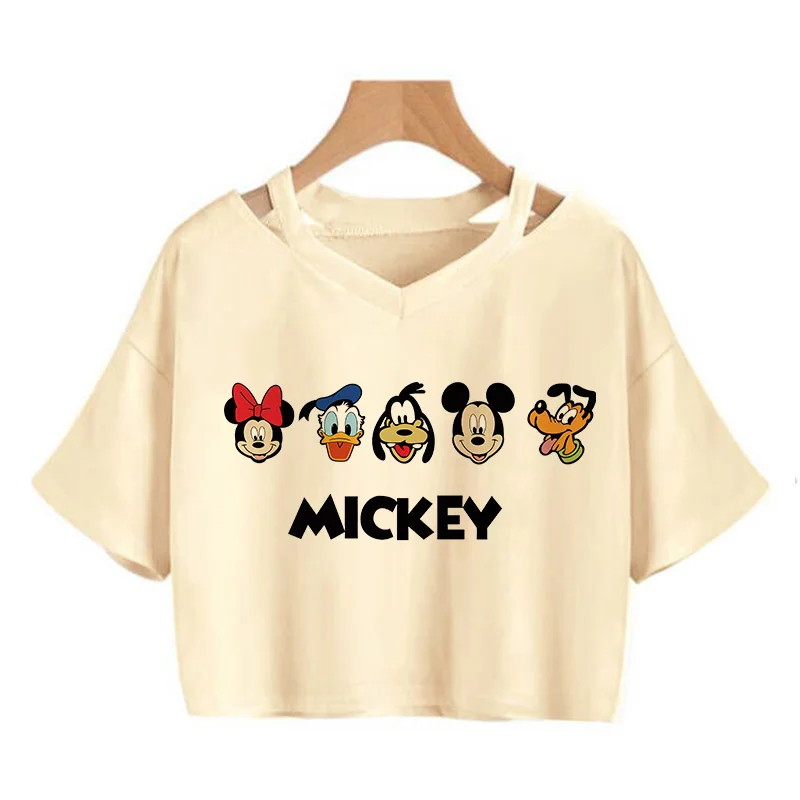 Gothic 90s Y2k Mickey Tee Shirt Minnie Mouse Crop Top T-shirt Women T Shirt Female Clothes Kawaii Disney Cropped Tshirt