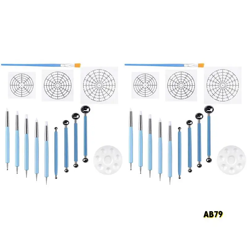 مجموعة مكونة من 28 أدوات استنسل تنقيط ماندالا طقم طلاء الصخور أدوات التنقيط تتضمن قوالب وصينية طلاء وأدوات ماندالا