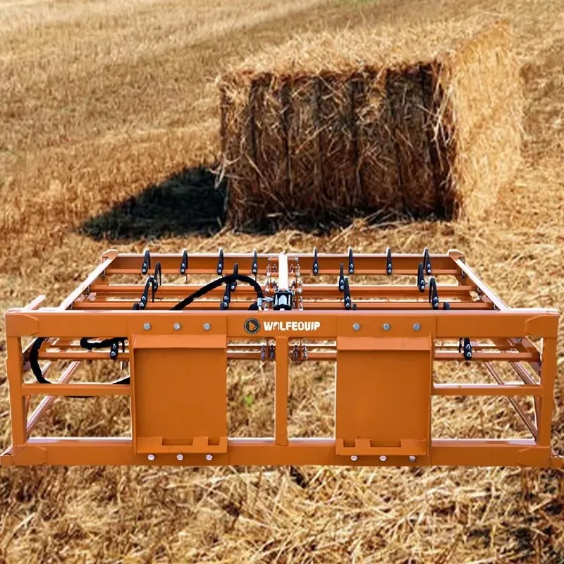 Inexpensive slip-steering hay accumulator for agriculture with a capacity of 8-10 square bales