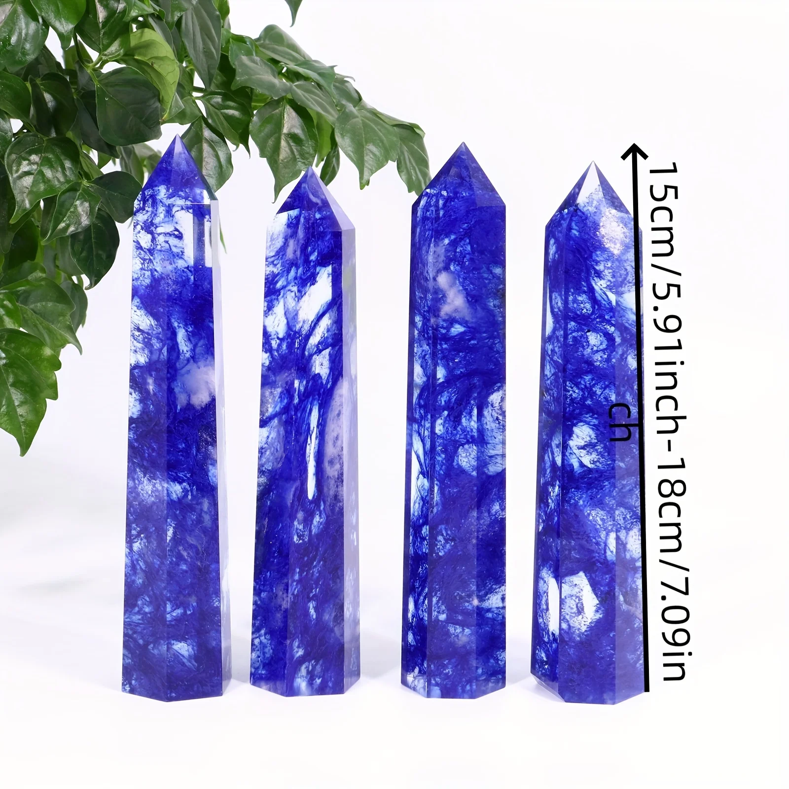 

Boho Style Artificial Crystal Prism Tower - Hexagonal Blue Melting Stone Crystal Column for Home Decor and Festival Gifts