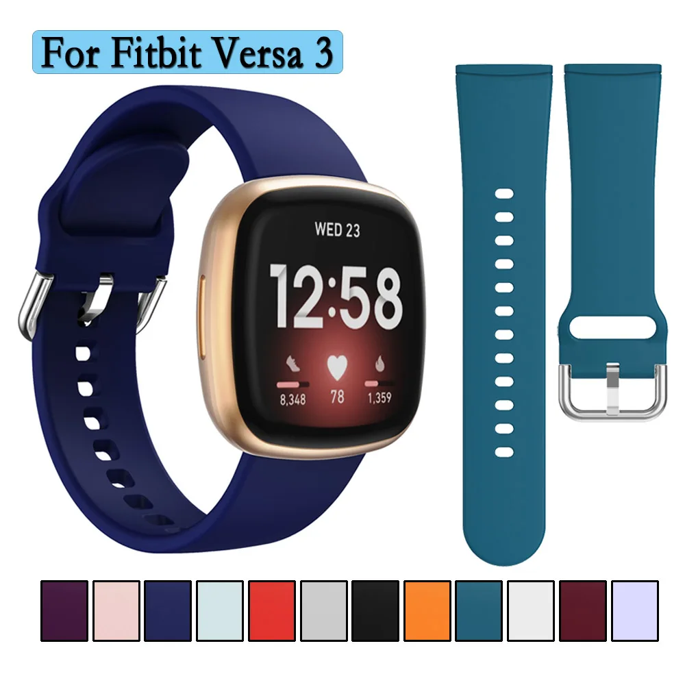 

Ремешок на запястье для Fitbit Versa 3, высококачественный силиконовый одноцветный браслет, сменный ремешок для часов