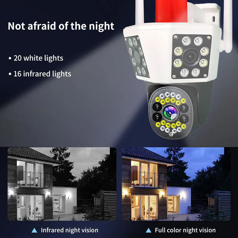 

6MP UHD Hopeway APP Triple Lens PTZ IP Dome Camera AI Humanoid Detection Full Color Security CCTV Intercom Baby Monitor
