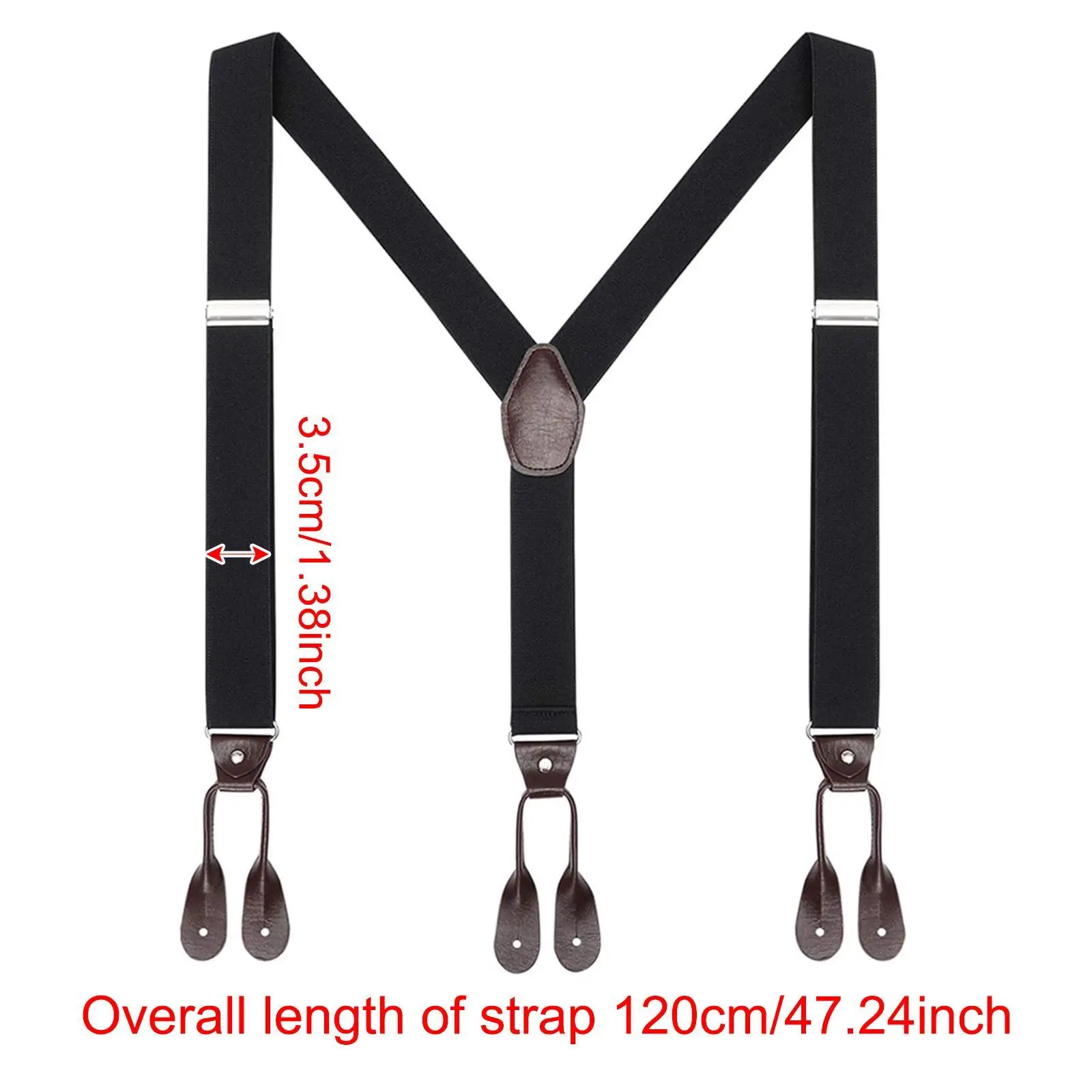3xMen's Adjustable Y-Back Elastic Suspenders Braces Work Button End Suspender