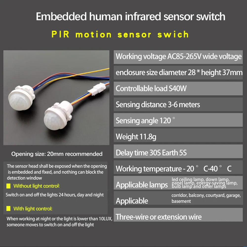Automatische Sensor Licht Schakelaar Led Human Motion Sensor Infrarood Motion Sensor Licht 220V Pir Probe Led Body Motion Sensor