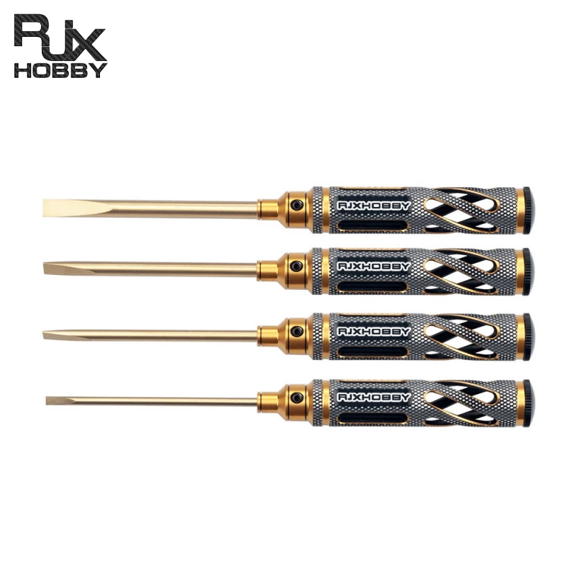 

RJXHOBBY Gold Supper Light HSS titanized Flat Head Screw driver Tools 3.0mm 4.0mm 5.0mm 5.8mm for RC Models Car Boat Airplane