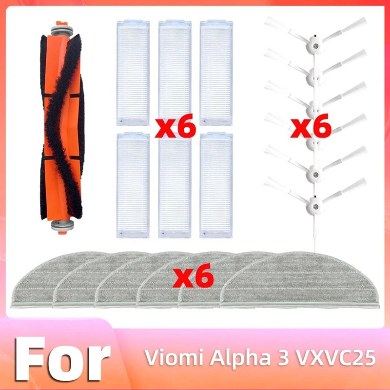 

Main Side Brush HEPA Filter Mop Kit For Viomi Alpha 3 VXVC25 / MJSTP / Redroad G10 Robot Vacuum