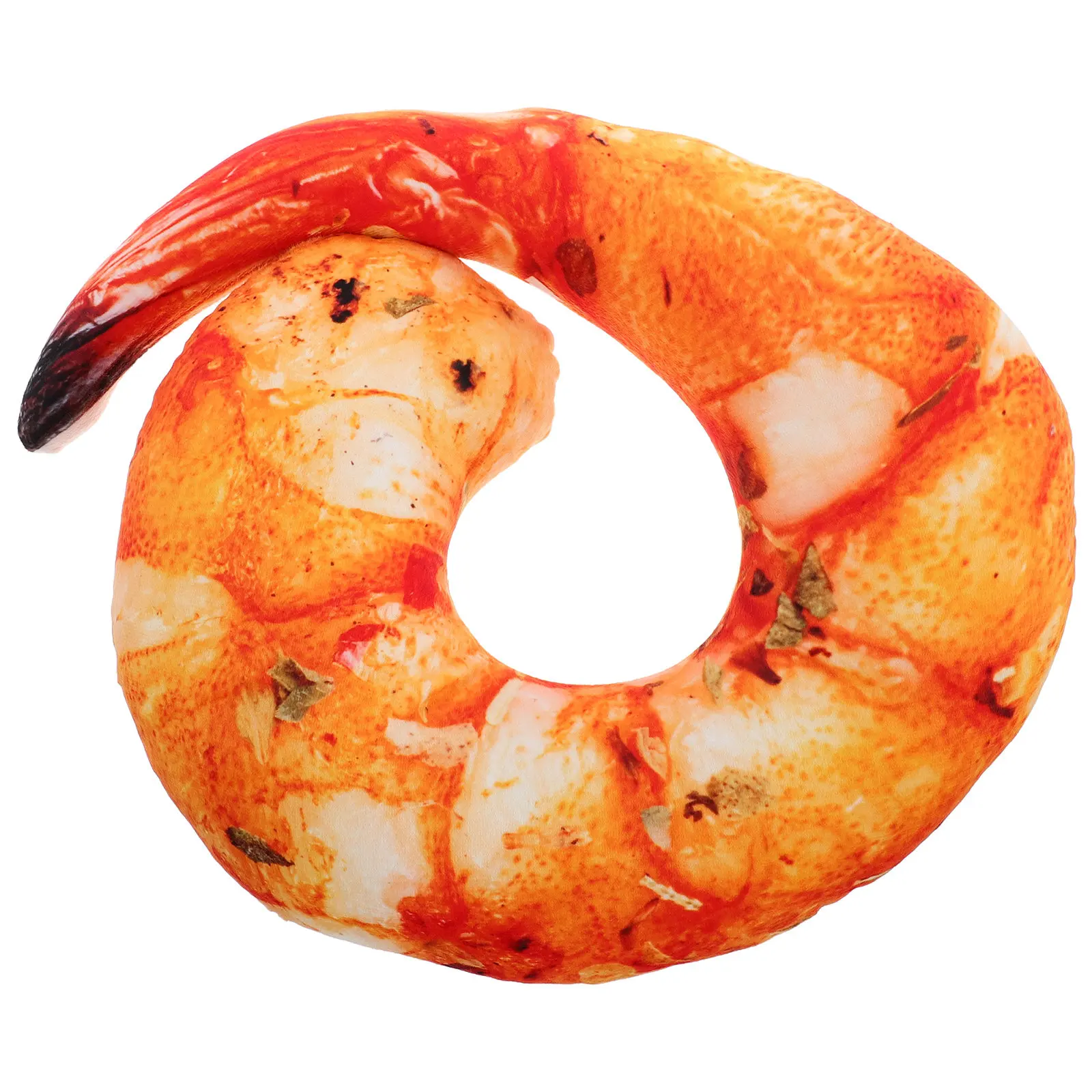 Funny Realistic Cooked Shrimp Pillow Soft Cuddly Cushion U Shape Neck Support Home Decor Kitchen Prop Snack Themed