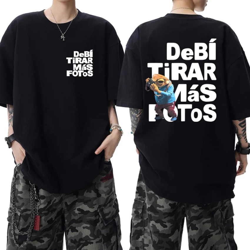 

2025 Cartoon Frog DTMF Graphic Tee shirt Bad Bunny Debí Tirar Más Fotos Album Double Sided print Oversized t-shirt Men Women Top