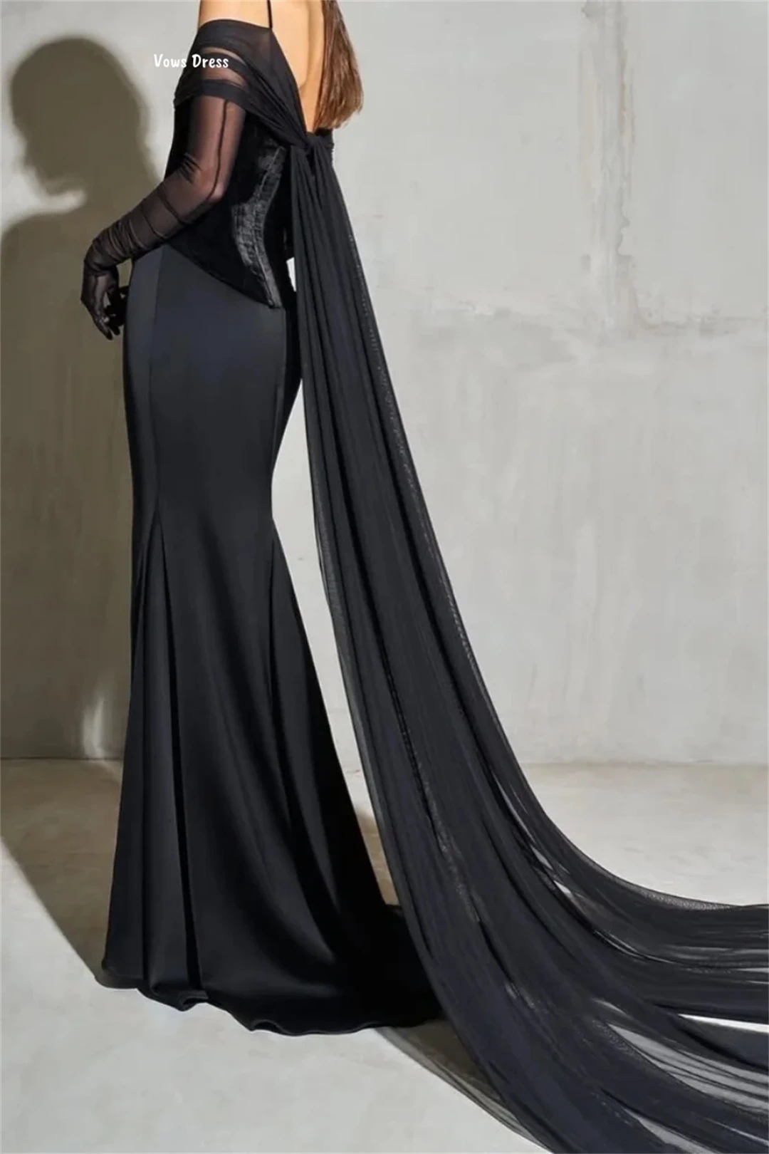 Vows dentelle Robe de bal Robe noir robes de soirée femme robes de soirée élégantes 2025 sur mesure queue de poisson Robe de soirée bal de mariage