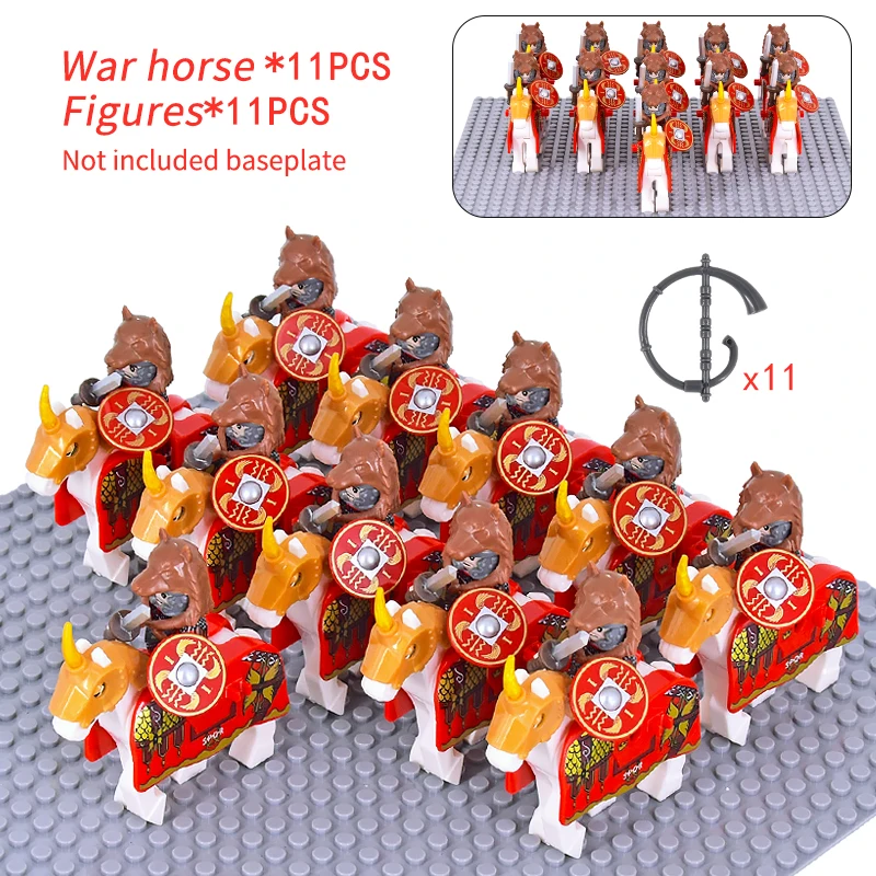 

MOC Medieval Rome Signifer Castle Figures Roman Soldiers War Horse Military Building Blocks Bricks Toys for Children XMAS gifts