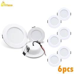 6Pcs LED Downlight Ceiling 5W 9W 12W 15W 18W Recessed Round led Ceiling Lamp White Body AC 110V 220V DC 12V 24V Led Light