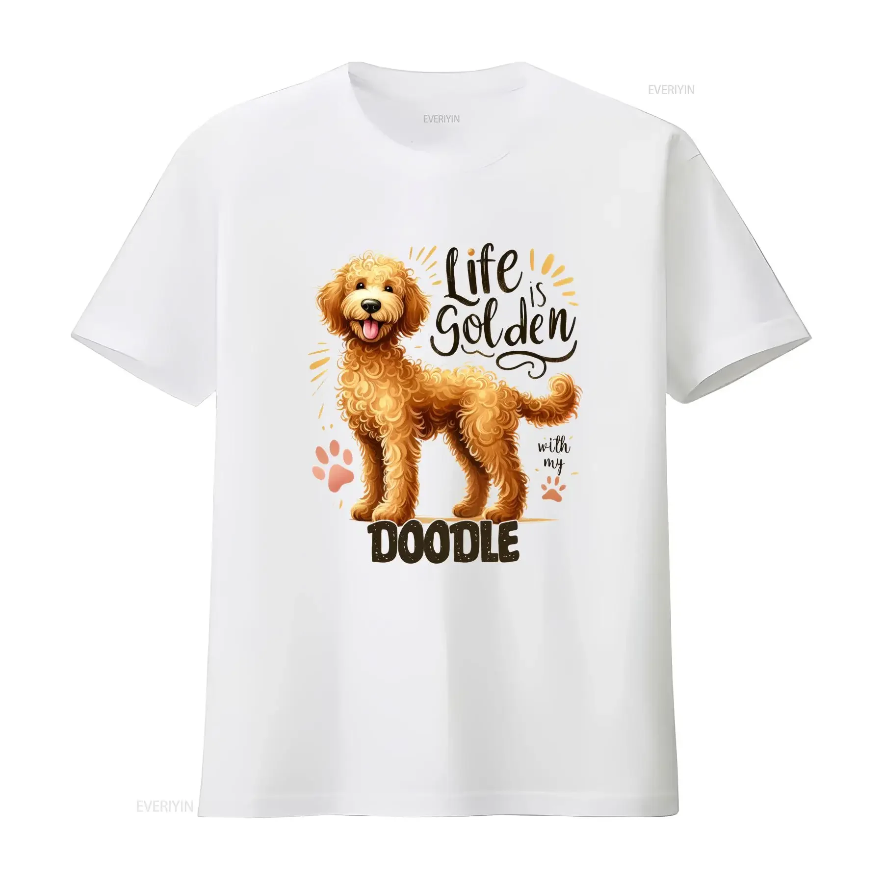 Life is Golden with My Doodle T Shirt Cute Labradoodle vintage Washed Soft homme designer clothes Casual Stretched Stylish