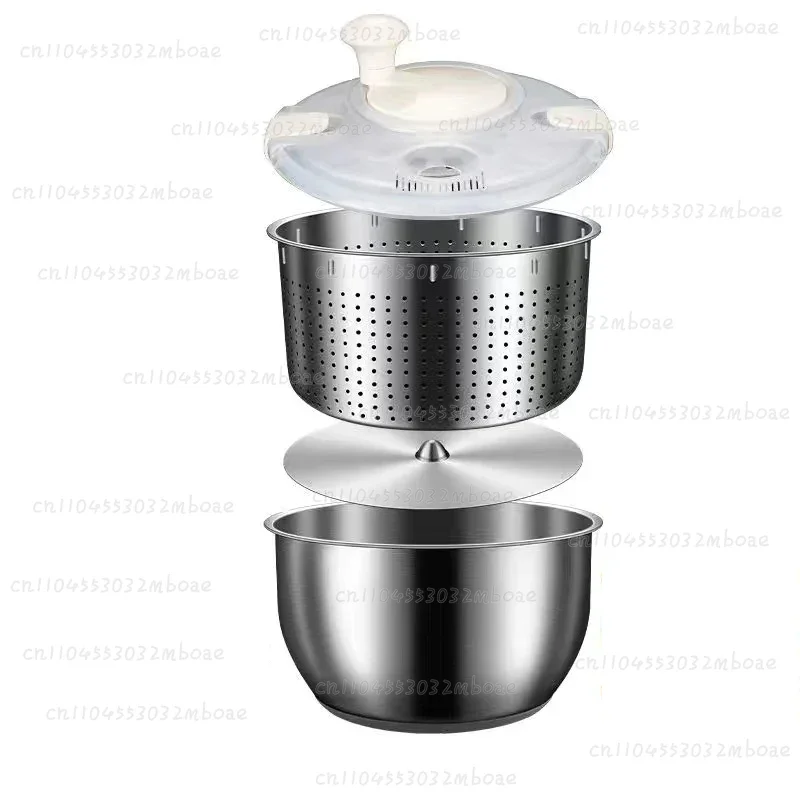 Stainless Steel Salad Spinner Drainer Spin Dryer Washer Dehydrator Dewatering Washing Machine Fruit Vegetable Cleaner Tool